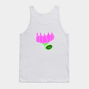 pink lotus green leaves design Tank Top